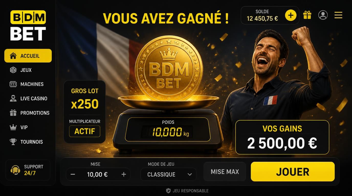 Balance avec pièce de casino et drapeau français