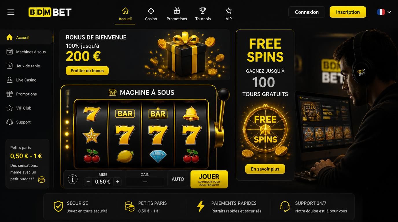 Machine à sous, free spins et joueur concentré