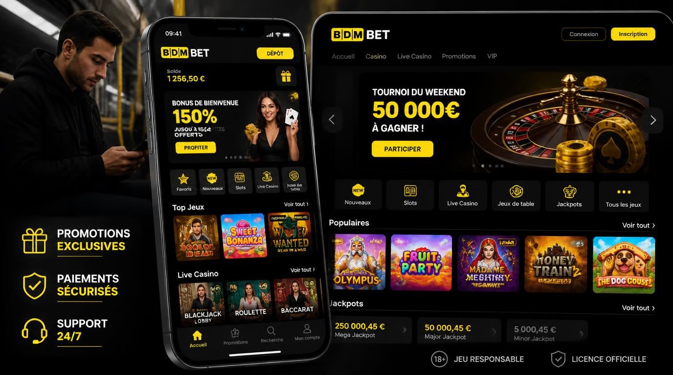 smartphone avec interface de casino, joueur dans métro, graphique comparant mobile vs desktop